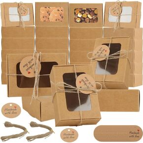 YAYODS 100 Pack Soap Boxes for Homemade 3.33" x 2.35" x 1.18" Small Soap Boxes Packaging Kraft Soap Box with Window Mini Kraft Paper Gift Boxes for Homemade Soap, Bakery, Candy, Cookies in Saudi Arabia