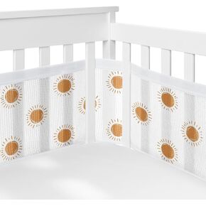 Sweet Jojo Designs + BreathableBaby Vintage Boho Sun Boy Girl Gender Neutral Breathable Mesh Crib Liner Baby Infant Rust Orange White Bohemian Sky Desert Sunshine Nature Minimalist Retro