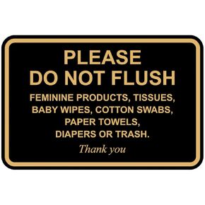 Signs ByLITA Classic Framed, Please Do Not Flush Feminine Products, Tissues, Baby Wipes, Cotton Swabs, Paper Towels, Diapers or Trash. Thank you, Sign (Black) - Medium