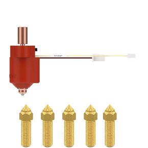 Creality K1 Max Ceramic Heating Block Kit, 3D Printer Parts All Metal Heat Break 300°C High Temperature Resistance Hotend Heating Block Kit with 5PCS Brass Nozzles for K1/K1Max