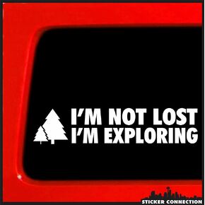 | I'm Not Lost I'm Exploring | Outdoors Vinyl Sticker Decal Camping Bumper Hiking | 1.75"x8" (White)