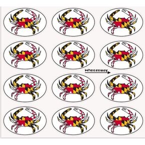 Maryland Crab Stickers (2 x 1.25) 12 Pack Indoor/Outdoor MD State Flag Decal Wheezeway Made in USA!
