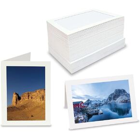 Better Office Products Photo Frame Note Cards for 4" x 6" Photos, 50 Pack, Photo Inserts with Envelopes (White, 50 Pack)