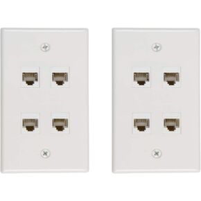 BUYER'S POINT Cat6 Ethernet Female-to-Female Wall Plate | UL Listed, 3 Ports, Perfect for High Speed Data Connection at Work or Home (White) — 1 Pack