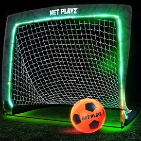 Glow in The Dark Soccer Ball Soccer Net Gift Set | Light Up Soccer Gift for Boys & Girls Kids Teens