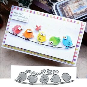 6pcs Birds On The Ware Metal Die Cuts,Spring Tree Bird Cutting Dies Cut Stencils DIY Scrapbooking Decorative Embossing Paper Party Wedding Card Making