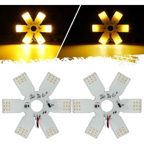 ضوء منقي هواء LED من Partsam مقاس 7.8 بوصة رفيع للغاية بنمط سداسي مزدوج الوظيفة داخلي 54 صمام ثنائي لمصباح تنفس الهواء المزخرف لشاحنة Peterbilt Kenworth Freightliner Truck Trailer RV IP67 12-30V (أصفر)