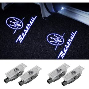 Car Door Logo Lights for Maserati Levante 2016-2023 Ghost Lights Projector Welcome Courtesy Step Puddle Lights Replacement Accessories (4 Pcs)