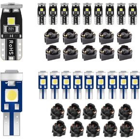 Xenon White T5 37 74 73 2723 2721 T10 168 194 158 2825 Instrument Cluster Light LED Bulb,Replacement Dashboard Panel Gauge Indicator Lamp Dome Map Step License Plate Light Twith Socket