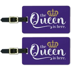 The Queen is Here Crown Royalty Luggage ID Tags Carry-On Cards - Set of 2