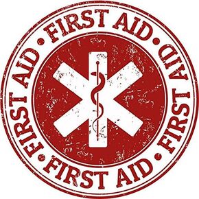 First Aid Emergency Medicine Symbol Grunge Stamp Sticker Decal Design 5'' X 5''