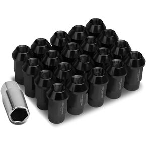 DNA MOTORING LN-ZTL-9021-125-RD 20Pcs M12 x 1.25 25mm OD/45mm Height Steel Open End Wheel Lug Nuts with Deep Drive Extension (Red)