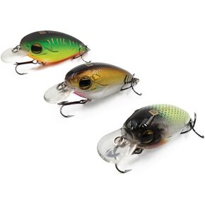 3-Pack Fishing Lures with VMC Hooks, Crankbait Lures for Bass Perch Walleye Trout Pike, Floating Hard Baits, Fresh/Salt Water