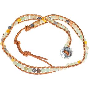 BlueRica Natural Stone Leather Wrap Anklet Bracelet