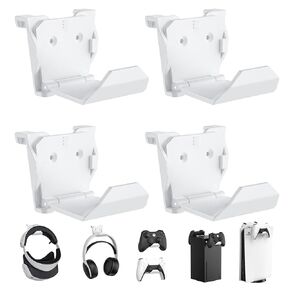 KUNSLUCK 2 Pack Controller Wall Mount for PS5, Xbox, Switch Controller, Wall Mount Stand for Controller&Headset, Adhesive/Screws Installation (Black)