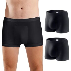 Incontinence Underwear for Men Washable Mens Incontinence Underwear Reusable Modal Seamless Mens Urinary Incontinence Boxer Briefs Underwear with Front Absorbent Area, 2 Pack, Medium