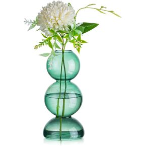 Glasseam Glass Bubble Vase, Cute Light Blue Vases for Flowers, Unique Small Flower Vases for Centerpieces, Ball Aesthetic Decorative Vase, Round Modern Vase for Home Decor Living Room Decorations