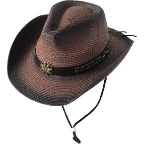 Lanzom إمرأة رجل القش الشاطئ قبعة الشمس الكلاسيكية الشكل قبعة الشمس Packable قبعة الصيف قبعة رعاة البقر UPF 50+ in Kuwait