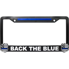 Back The Blue for Police Support 3D Raised License Plate Frame | 1 Pack USA Car License Plate Cover | Universal US Car License Plate Holder | Auto Accessories (Car, Truck and SUV)