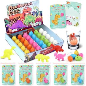 Dinosaur Party Favors,24 Pack Hatching Dinosaur Eggs Dinosaur Toys with Cards Bulk Gifts for Kids Boys Classroom Prizes for Elementary Students Easter Basket Stuffers Birthday Party Supplies