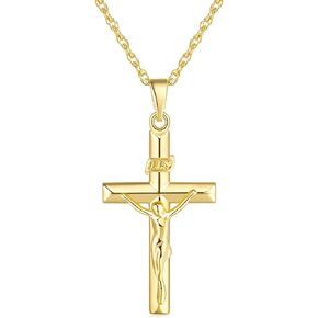 Cross Necklace 14K Gold Cross Necklaces for Women Small Cross Chain Crucifix Necklace Women (Gold)