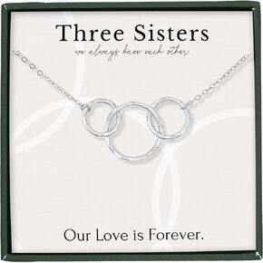 HOPE LOVE SHINE Sisters necklace for 2 3 4 5 Sister birthday gift from sister jewelry Big Little Sister circles ring necklace sterling silver