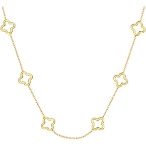 Dainty Hollow Four Leaf Clover Choker Necklace | 18K Gold Plated Clover Necklace for Women & Girls | Lovely Gift
