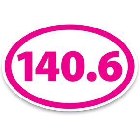 Magnet Me Up 140.6 Triathlon Pink and White Oval Magnet Decal, 4x6 Inches, Heavy Duty Automotive Magnet for Car Truck SUV