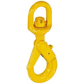 Indusco 47400814 Grade 80 Drop Forged Steel Swivel Self-Locking Hook, Painted Finish, 1/4" Trade, 2100 lbs Working Load Limit