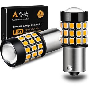 Alla Lighting 39-SMD High Power 2835 Chipsets Super Bright 7507 12496 BAU15S PY21W Amber Yellow LED Bulbs Lamps Replacement for Turn signal Blinker Light