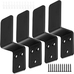 Adjustable Door Barricade Brackets, 2 x Door Security Brackets, Drop Open Bar Holder for Security Door, U Bracket Door Barricade Security Bar Bracket for Outswing Inswing Doors Gates 2x4 (Type U)