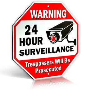 Signs Authority Reflective Video Surveillance Signs Outdoor - No Trespassing Signs Private Property - No Trespassing | 12"x 12" Octagon Aluminum Yard signs - Security Camera Sign - No Trespassing Sign