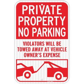 Large No Parking Signs,18x12 Inches Private Property Signs, Violators Will Be Towed Away at Vehicle Owner's Expense Signs, Engineer Grade Reflective Aluminum, Fade Resistant ,Indoor or Outdoor Use (4-Pack)