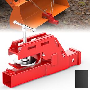 2024 New Upgraded Tractor Bucket Hitch Receiver with Non-Slip Pad, Clamp on Trailer Hitch 2" Ball Mount Receiver Adapter, Red Clamp on Bucket Hitch for Tractor, Bucket Trailer Hitch Attachment