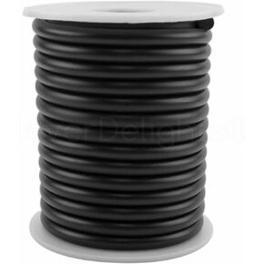 CleverDelights Black Solid Rubber Cord - 75 Feet - 4mm (1/8") Round - Crafts Beading Jewelry Necklaces