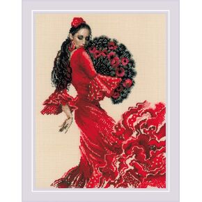 RIOLIS Dancer - Counted Cross Stitch Kit 11¾" x 15¾" Zweigart 14 ct, Beige AIDA 20 Colors