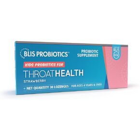 BLIS Probiotics Kids ThroatHealth Oral Probiotics, K12 Probiotic Formula Available, 1.25 Billion Cfu, Throat Immunity Support and Oral Health for Kids, Sugar- Free Lozenges, 30 Day Supply