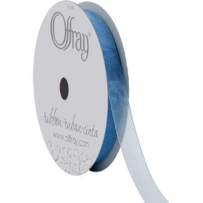 Berwick Offray 5/8" Nylon Sheer Ribbon, Dusty Blue, 100 Yards Black
