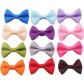 YAKA 96PC Grosgrain Ribbon Mini Bow Ties Craft,Scrapbooking Embellishmen DIY Projects,Bowties Decorations for DIY Kids Hair Clips,Pets Hair Bows(1.5") (12 Color)