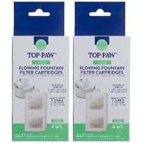 خراطيش فلتر النافورة المتدفقة للكلاب من TOP PAW - 4 عبوات (كبيرة) عبوتان بإجمالي 8 مرشحات | يناسب نافورة الماء بوزن 300 أونصة in Kuwait