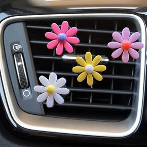 6 Pieces Daisy Flower Air Vent Clip Cute Car Air Freshener Clip Boho Car Diffuser Vent Clip Colorful Car Air Outlet Decorations Charm Car Inter Decor Accessories for Girls Women