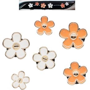 6pcs Cute Daisy Flowers Car Air Freshener Vent Clips,3 Sizes Sparkle White Orange Flowers Car Vent Clips,Girl Women Car Air Freshener,Flowers Car Accessories,Refillable Car Diffuser