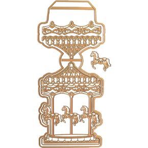 Anna Griffin Carousel Easel Card Die Set - Paper Crafting, Scrap Booking, and Card Making Supplies for Adults - Metal Die for Birthday Card, Wedding Card, Greeting Card - 6 Dies, Largest Die is 5x11.3