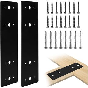 2Pcs Straight Steel Flat Plate, 10" X 3" Heavy Duty Mending Plate, Joining Brackets, Repair Joining Fixing Brace with 2 Sets of Screws Fit 4x4,6x6 Lumber