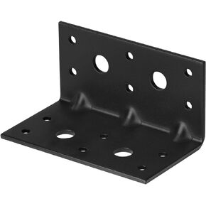 10 Pack Black Steel L Right Angle Bracket, 2-1/8 x 2-1/8 x 4 inch Metal Joint Corner Braces with Reinforcing Rib Heavy Duty 90 Degree Connector for Timber Wood, Thickness 11 Gauge, Max Load 110lb