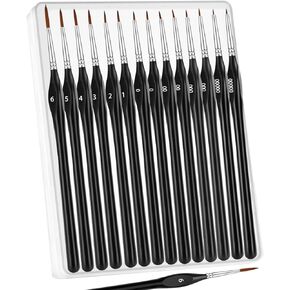 Miniature Detail Paint Brushes, 15Pcs Assorted Size Thin Fine Tip Paint Brushes Set with Triangular Handles for Models Crafts, Canvas Painting, Acrylic, Watercolor, with Brush Case