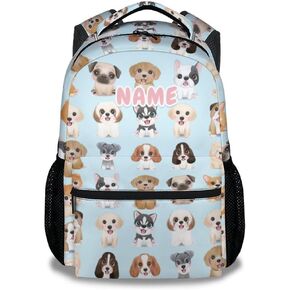 Dog Backpacks for Kids, Large Capacity Backpack for School, Cute Blue Doggy Print Lightweight Bookbag for Boys & Girls