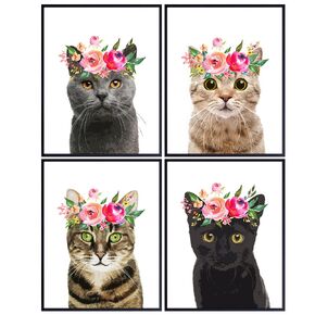 Cat Lover Gifts For Women 11x14 - Cute Tabby cat Wall Art, Room Decoration for Girl Bedroom, Kids Room, Nursery - Adorable Cat Poster Set,Gifts for Cat Lovers, Kitten Wall Decor, Kitty Decorations