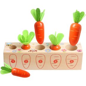 Wooden Montessori Toys for 1 2 3 Year Old Toddlers,Wood Shape Sorting Farm Harvest Games Toys for Ages 2-4,First Birthday Gifts for Ages 1+ Baby Boys Girls