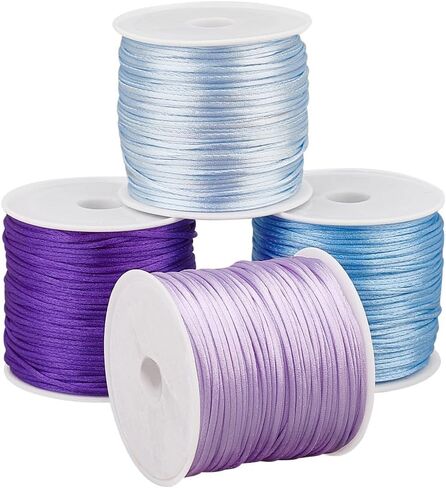 PH PandaHall 131 Yards Nylon String, 1mm Rattail Satin Cords Silky Beading String Tail Cord Bracelet String Thread for Braid Hair Jewelry Making Crafting Christmas Tree Ornament, 4 Colors in Saudi Arabia